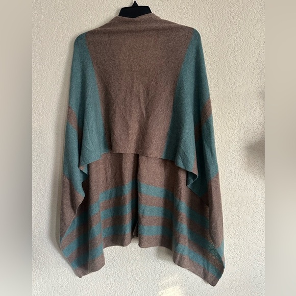 27 MILES MALIBU 100% CASHMERE CHUMASH STRIPE SWEATER PONCHO - Picture 2 of 4
